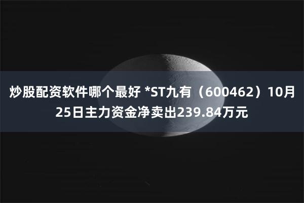 炒股配资软件哪个最好 *ST九有（600462）10月25日主力资金净卖出239.84万元