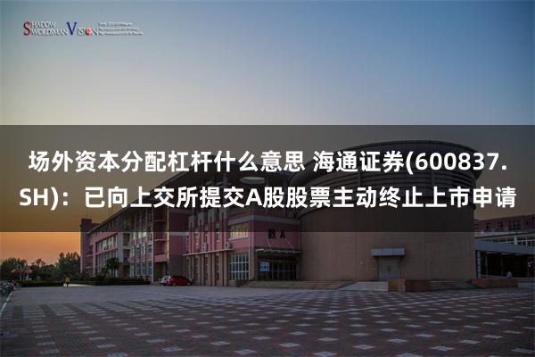 场外资本分配杠杆什么意思 海通证券(600837.SH)：已向上交所提交A股股票主动终止上市申请