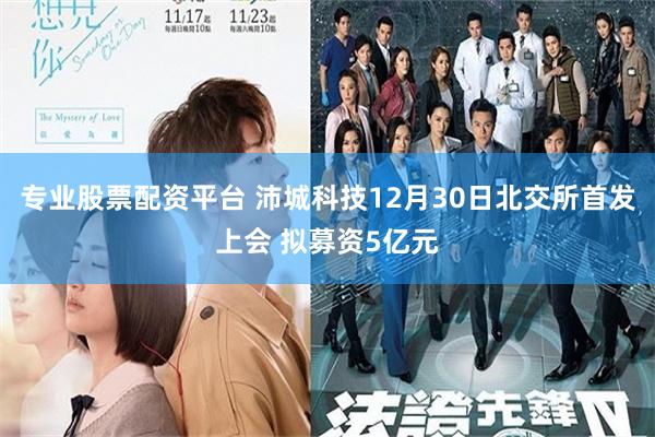 专业股票配资平台 沛城科技12月30日北交所首发上会 拟募资5亿元