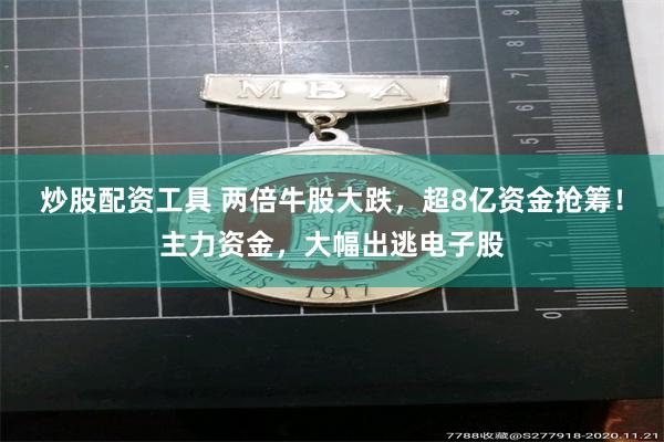 炒股配资工具 两倍牛股大跌,超8亿资金抢筹!主力资金,大幅出逃电子股