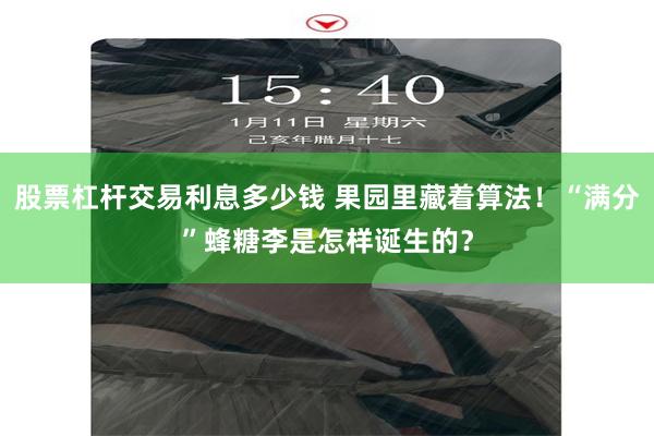 股票杠杆交易利息多少钱 果园里藏着算法！“满分”蜂糖李是怎样诞生的？