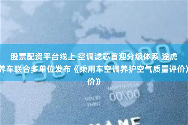 股票配资平台线上 空调滤芯首迎分级体系 途虎养车联合多单位发布《乘用车空调养护空气质量评价》