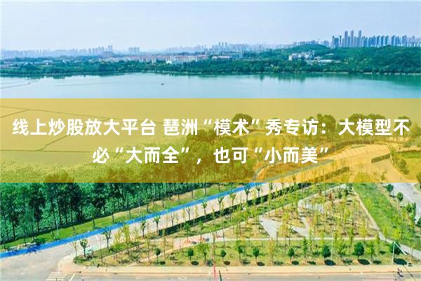 线上炒股放大平台 琶洲“模术”秀专访：大模型不必“大而全”，也可“小而美”