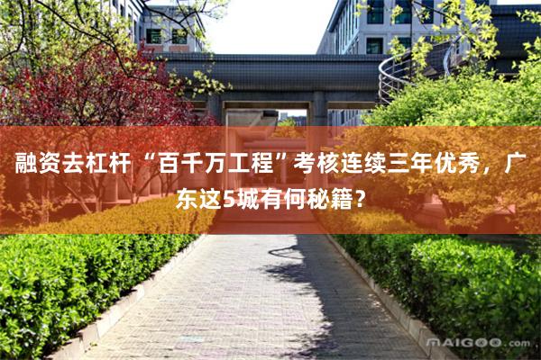 融资去杠杆 “百千万工程”考核连续三年优秀,广东这5城有何秘籍?