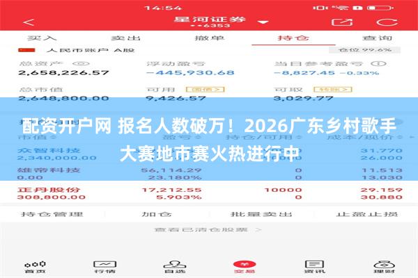 配资开户网 报名人数破万！2026广东乡村歌手大赛地市赛火热进行中