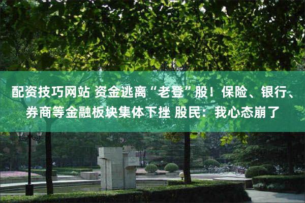 配资技巧网站 资金逃离“老登”股!保险、银行、券商等金融板块集体下挫 股民:我心态崩了