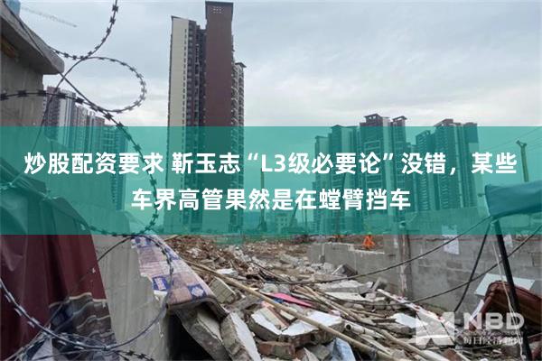 炒股配资要求 靳玉志“L3级必要论”没错，某些车界高管果然是在螳臂挡车