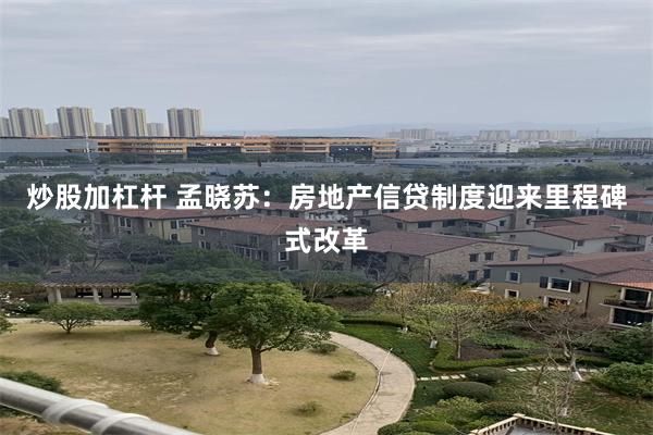 炒股加杠杆 孟晓苏：房地产信贷制度迎来里程碑式改革